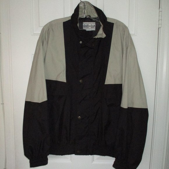 Grand Slam Mens L/S Black & Tan Full Zip & Snap Windbreaker Jacket NWOT - Medium - Picture 1 of 3